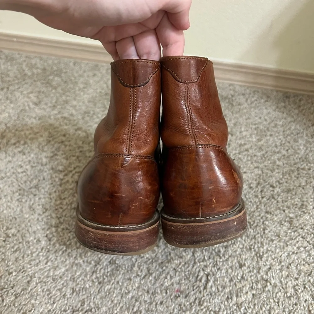 J. Brand Men's Brown Leather Lace-Up Ankle Boot Business Travel Size 11.5 Fellow